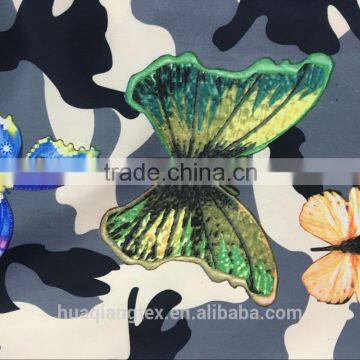 latest butterfly camouflage print taffeta fabric for women jacket