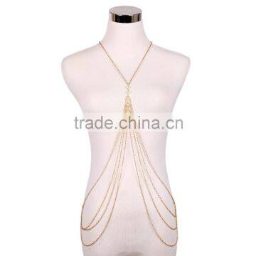 Multilayer tassel pearl sexy waist chain