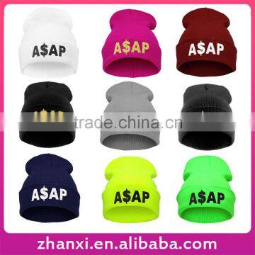 ASAP embroidery casual sport hiphop hat warm cap knit bulk running beanie knitted