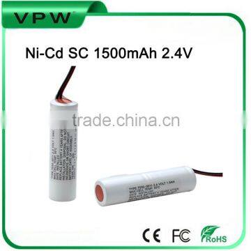 Factory Wholesale Rechargeable Ni-Cd SC 1500mAh 2.4V Battery