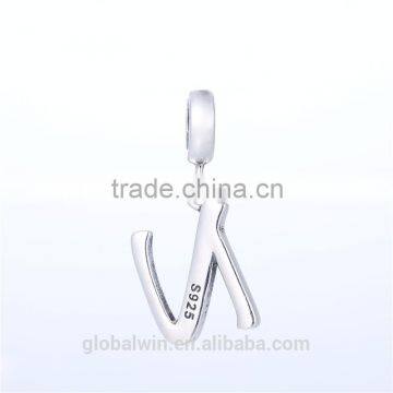 S067N Globalwin 925 Sterling Silver Alphabet Letter N Paved With Crystals Charms photo-3