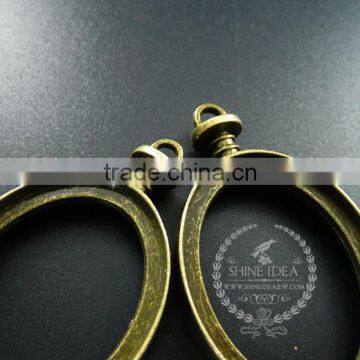 30x40mm Vintage Style Bronze Alloy Oval Pendant Charm DIY Bezel Setting Glass Tray Jewelry Supplies 1810426 photo-3