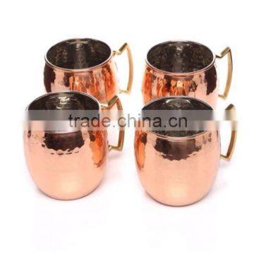 (SET OF 4 )FDA APPROVED BARREL HAMMERED FINISH MOSCOW MULE PURE COPPER MUG, BPA FREE PURE COPPER/LAB TESTED/MUGS MANUFACTURER