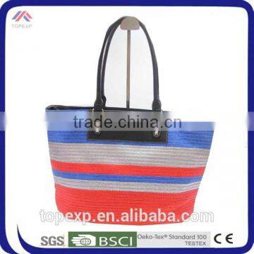 Summer Beach Bag Straw Bag Stripe Paper Straw Bag photo-2