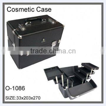 4 layers black pvc cosmetic case