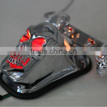 Chrome Skull Skeleton Rear Tail Light Mount Plate w/ Signals for Shadow VT