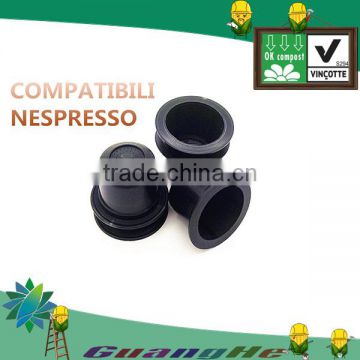 Black Nespresso compatible coffee capsule