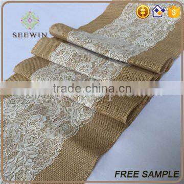 Burlap Lace Long Table Runners for Wedding Deco photo-3