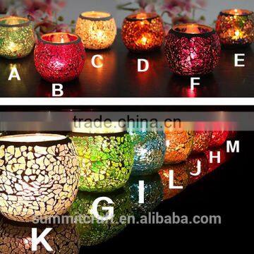 Modern mini colourful glass mosaic candle jar