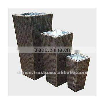 3Pcs Square PE Rattan Garden Flower Planter 2012