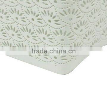 White Arc-shape Metal Punched Spray Open Top Trash Can