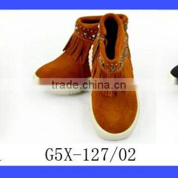 Children Boys And Girls Hard Sole Tassel Anke Boots Faux Suede Moccasin Shoes photo-6