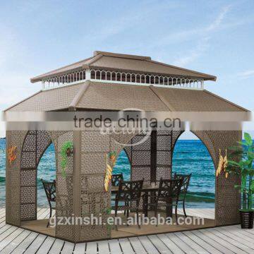 2015 newest luxury outdoor rattan gazebo/aluminum & WPC floor pavilion