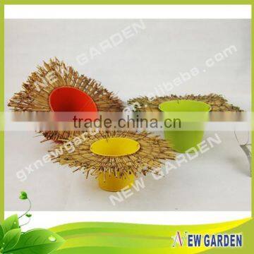 Cheap Handmade Large Different Shapes Metal Pot / Straw Basket