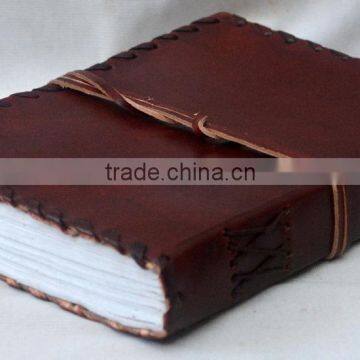 Handmade Vintage Strip Closer Side Stitch Leather Notebook photo-3