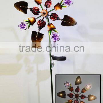 Solar power Garden Decoration Stake with Wind Spinner for Out door Decor