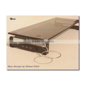 Monitor Computer Stand With USB Hubs & Plug, Tempered Glass photo-6