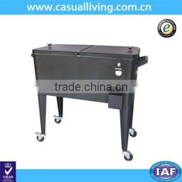 Hot sale Outdoor Cooler Rolling Cart Stainless Steel Black Cooler Rolling Box