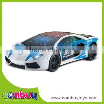 Newest battery operated plastic police toy track toy with light up car