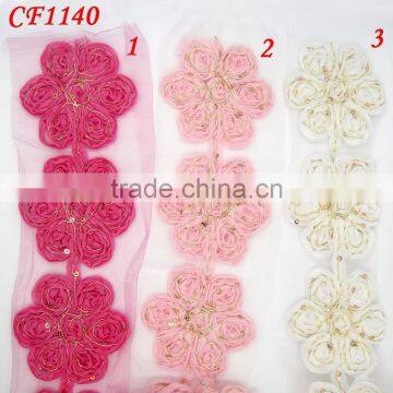 Factory Wholesale high quality handmade fabric flower applique garment accessory