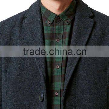 Navy Wool Crombie Overcoat Mens Single Breasted Trench Overcoat Lapel Turn-down Collar Winter Coat Jacket photo-2