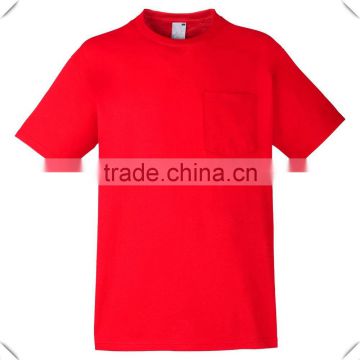 China factory OEM cheap blank Short Sleeve 100% Cotton Pocket Tee with Single Chest Pocket bulk wholesale