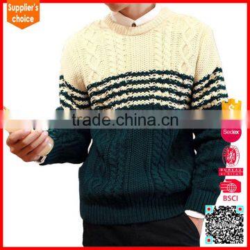 Fashion mens cable knit mens jumper striped cable knit acrylic mens sweater