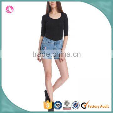 Custom Wholesale Woman Denim Distressed Jeans Shorts Women 2016 photo-4
