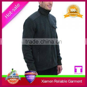 100% Polyester Ribbed Collar Soft Sweater Knit Fleece Jacket for Man photo-3
