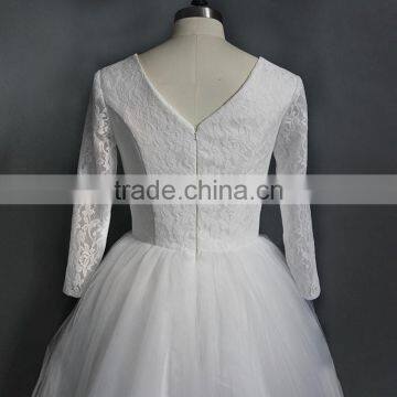 Applique Lace Short Lace Bridal Wedding Dress photo-4