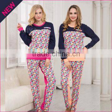 Fancy Design Couple Pajamas With Flower Printing Winter Wholesale Pajamas Set OEM photo-2