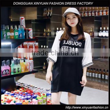 Women New Design Long Sleeve Plus Size T Shirt Dress Top Baseball Jersey Dress For Ladies