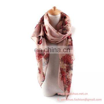 Wholesale Fashion Flowers Printed Joker Tippet Voile Scarf