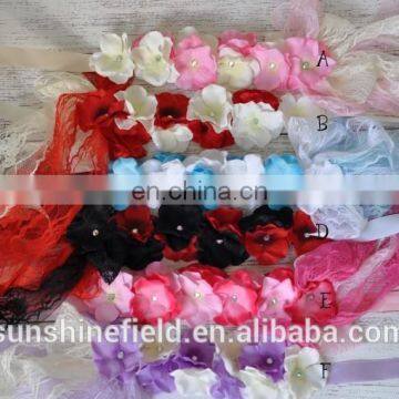 Hydrangea Flower Matching Sparking Rhinestone Sash Belt Valentines Day Sash Wedding Sash