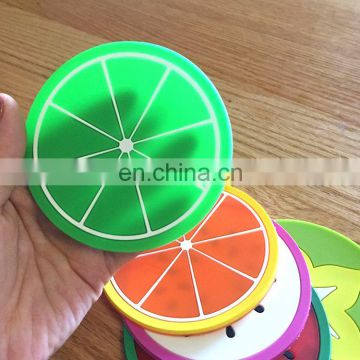 Chinese soft pvc manufacture customize fruit design rubber cup mat coaster with advertising logo