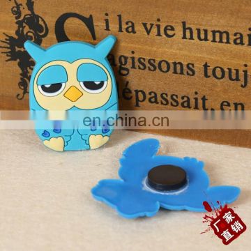 Promotional gift non-toxic soft pvc rubber owl design fridge magnet