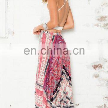 New Fashion Skirt in Red Print Boho Long Maxi Skirt, Latest Long Skirt Design photo-3
