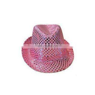 pink sequin fedora 10" hat