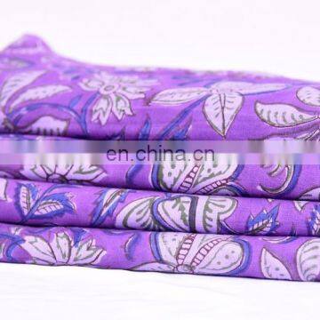 Indian 2017 Hand Block Cotton Fabric Crafting Dressmaking Sewing Fabric By Meter Natural Vegetable Print Purple Fabric