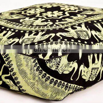 Indian Elephant Mandala Pet Bed Cover Ethnic Cotton Dog Cushion Cover Square Pillow Sham