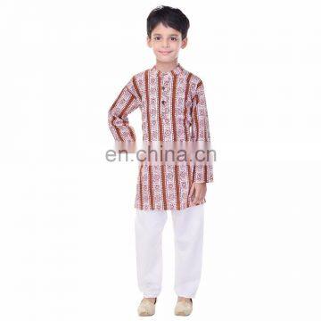 Soundarya stylish latest design cotton printed kurta payajama set for boys