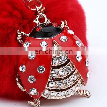 Rabbit Fur Ball Key Chain Beetle Bag Pendant Car Accessories photo-6