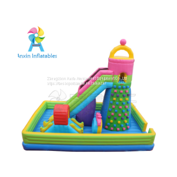 Kids Indoor park inflatable rock climbing wall with slide inflatable sports game