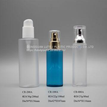 Wholesale 100cc Blue PETG Plastic Personal Care Lotion Cosmetic Round Bottle With Gold Sprayer Pump photo-5