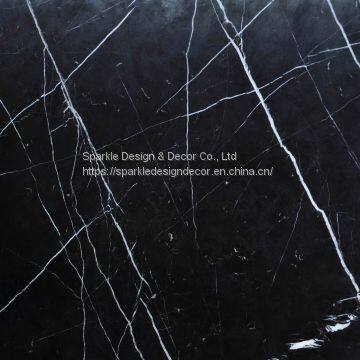 Manufacture Chinese Black Marble Nero Marquina Marble Tile for Sale