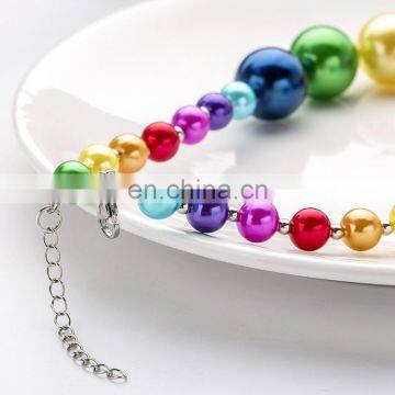 Kids Rainbow Necklace Bracelet Set Baby Girl Colorful Bubble Beads Beauty Holiday Gift photo-5