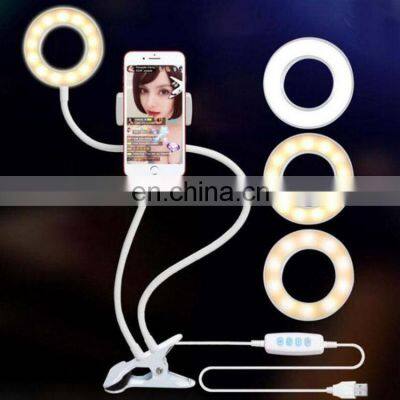 Live broadcasting Supplementary Lighting Selfie Enhancing  Phone Holder USB charger LED Selfie fill Ring Light