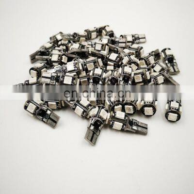 30PCS T10 Canbus White Blue Red Yellow Pink Green Ice Blue 5smd Car Light W5w 194 168 Error Bulbs DC 12V Wedge Lamp Parking Lamp