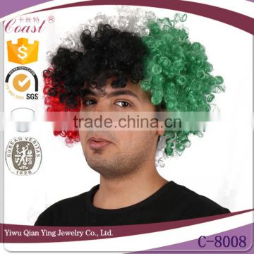 cheap mixed color football sports Jordan small afro fan wigs