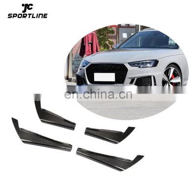 Full Carbon Fiber A4 Front Bumper Canards for AUDI A4 RS4 Bumper 2017-2019